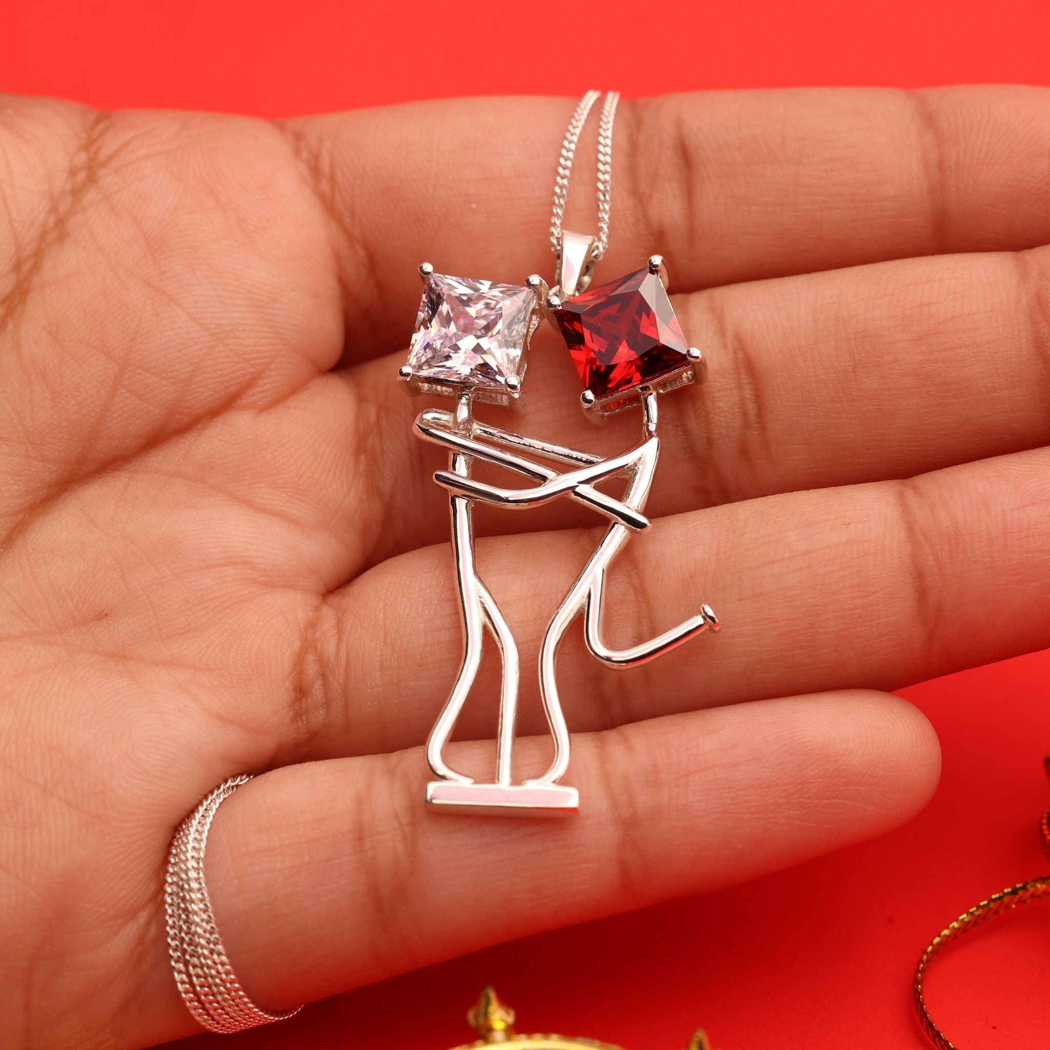 CZ Couple Sterling Silver Pendant