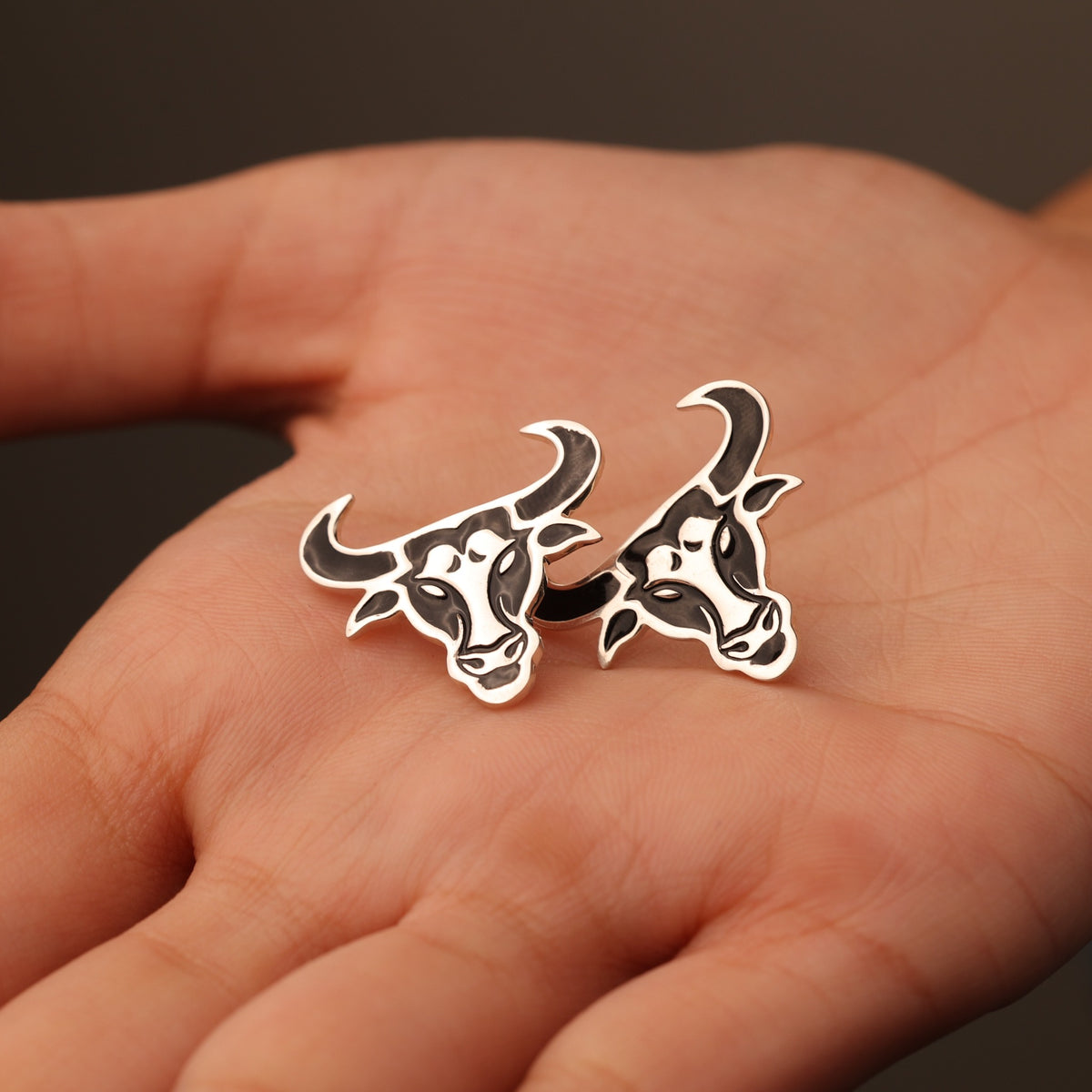 Longhorn Bull Head Stud Earrings