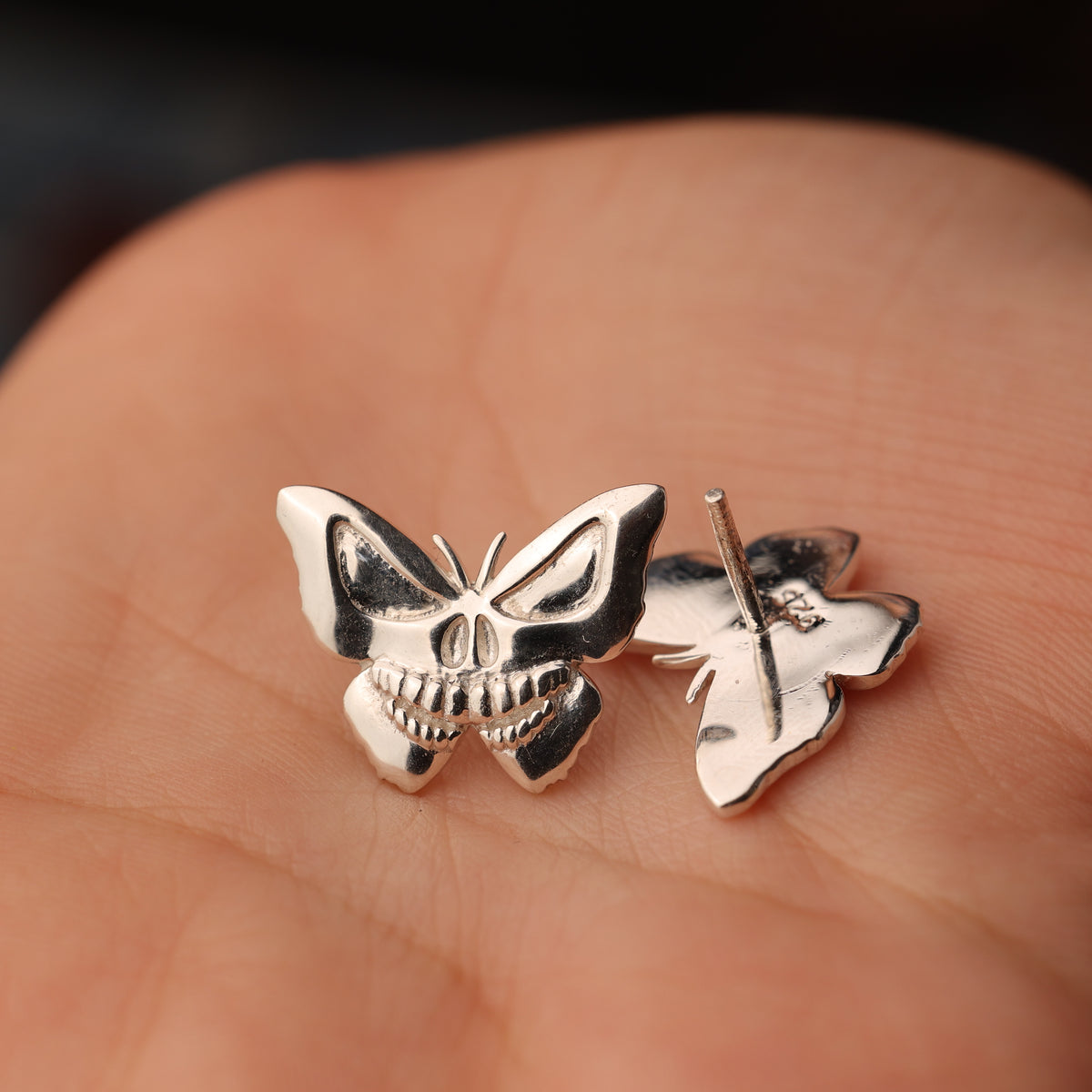 Butterfly Skull Stud Earrings