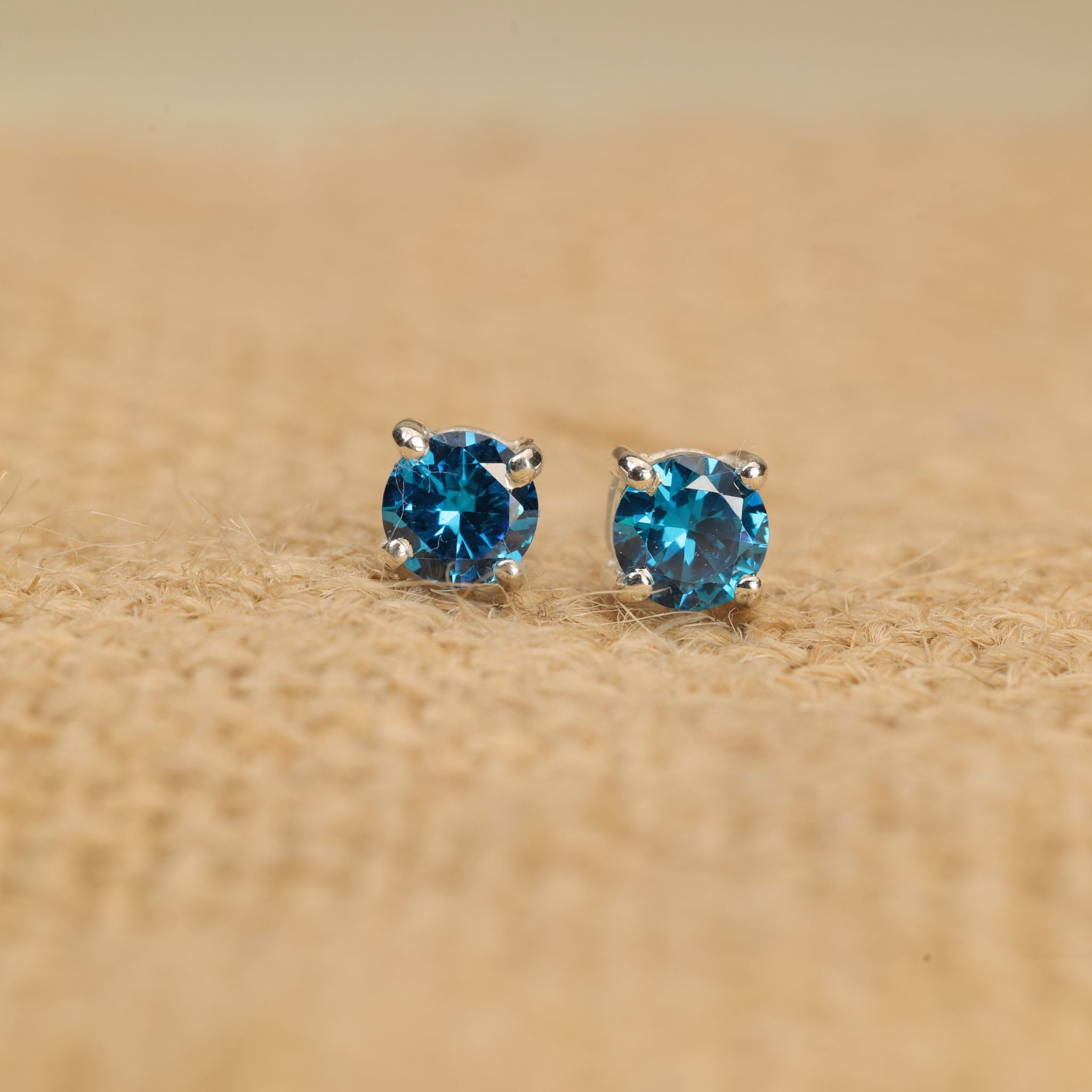 Birthstone CZ Silver Studs