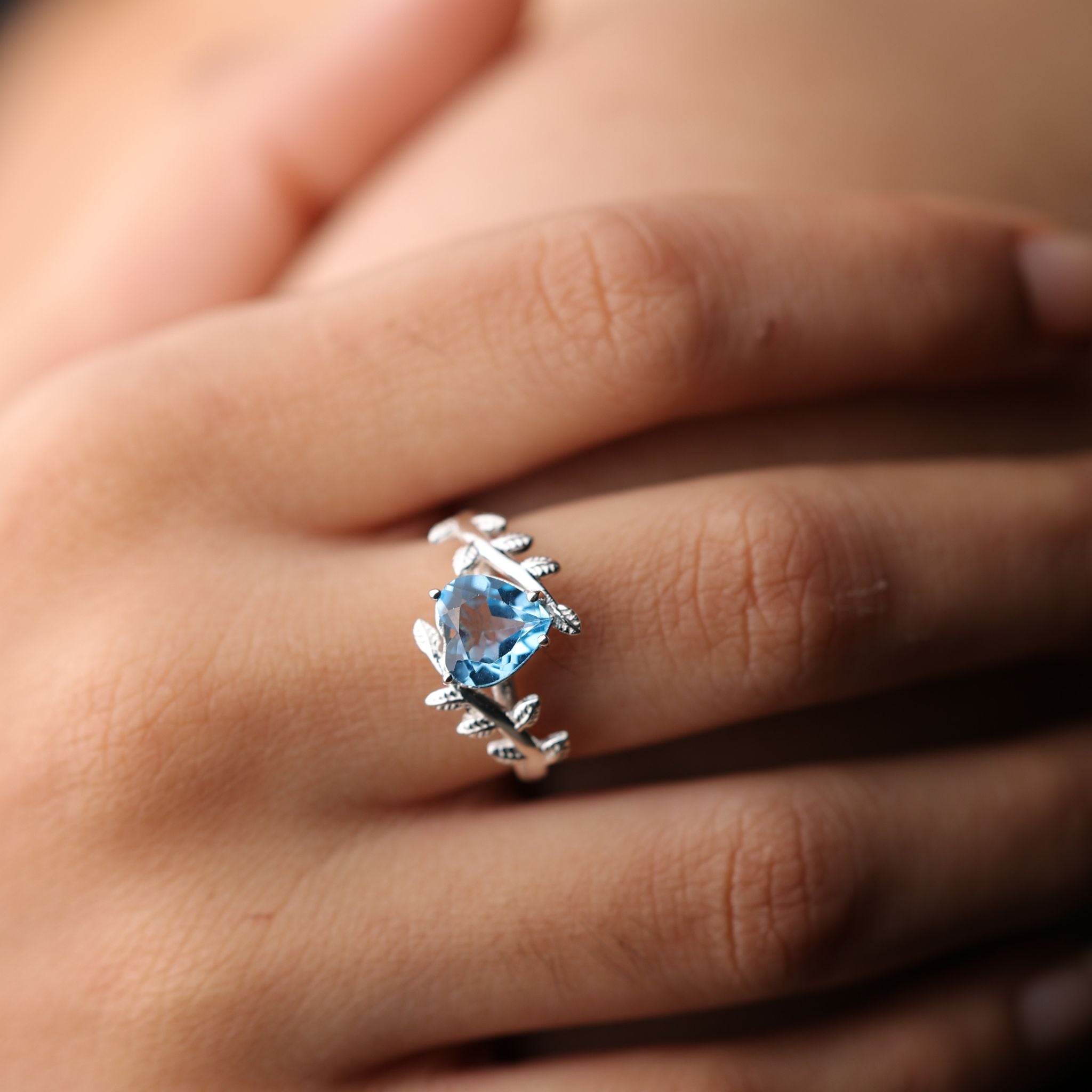 Blue Topaz Vine Ring