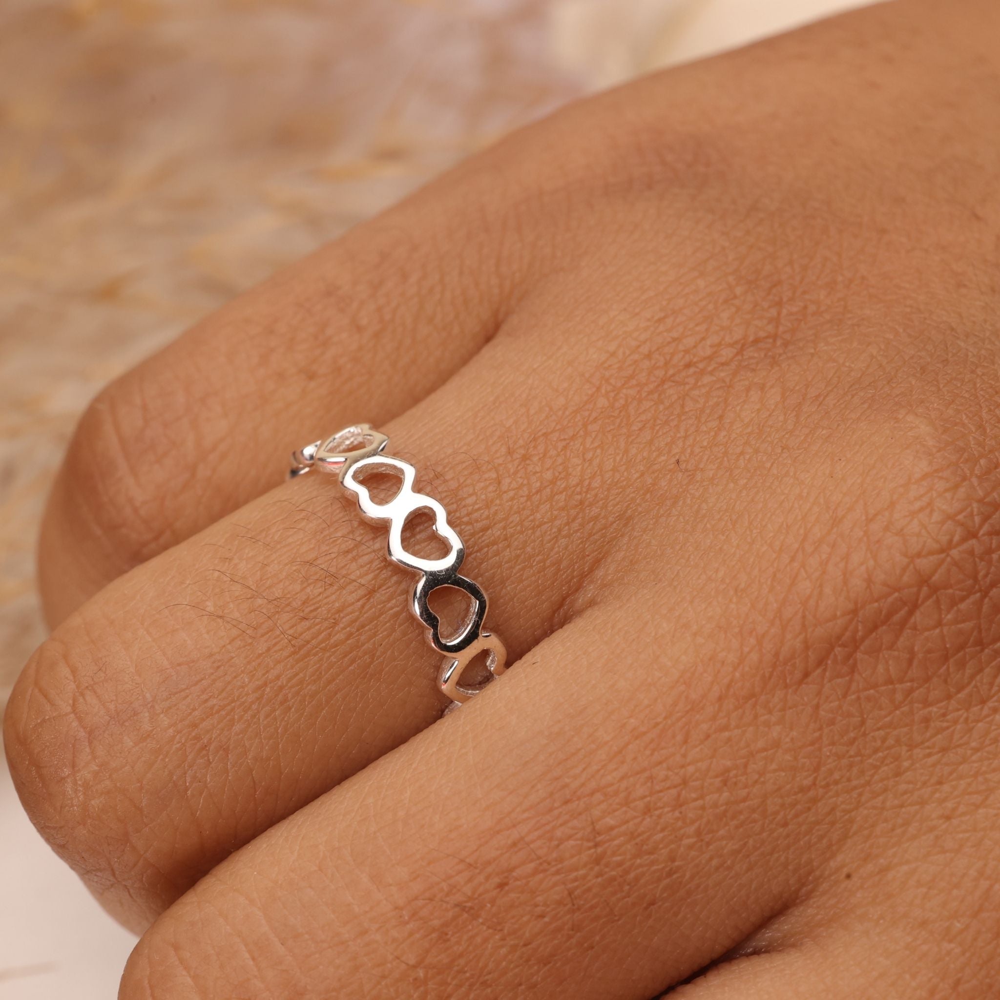 Open heart band ring crafted in 925 sterling silver