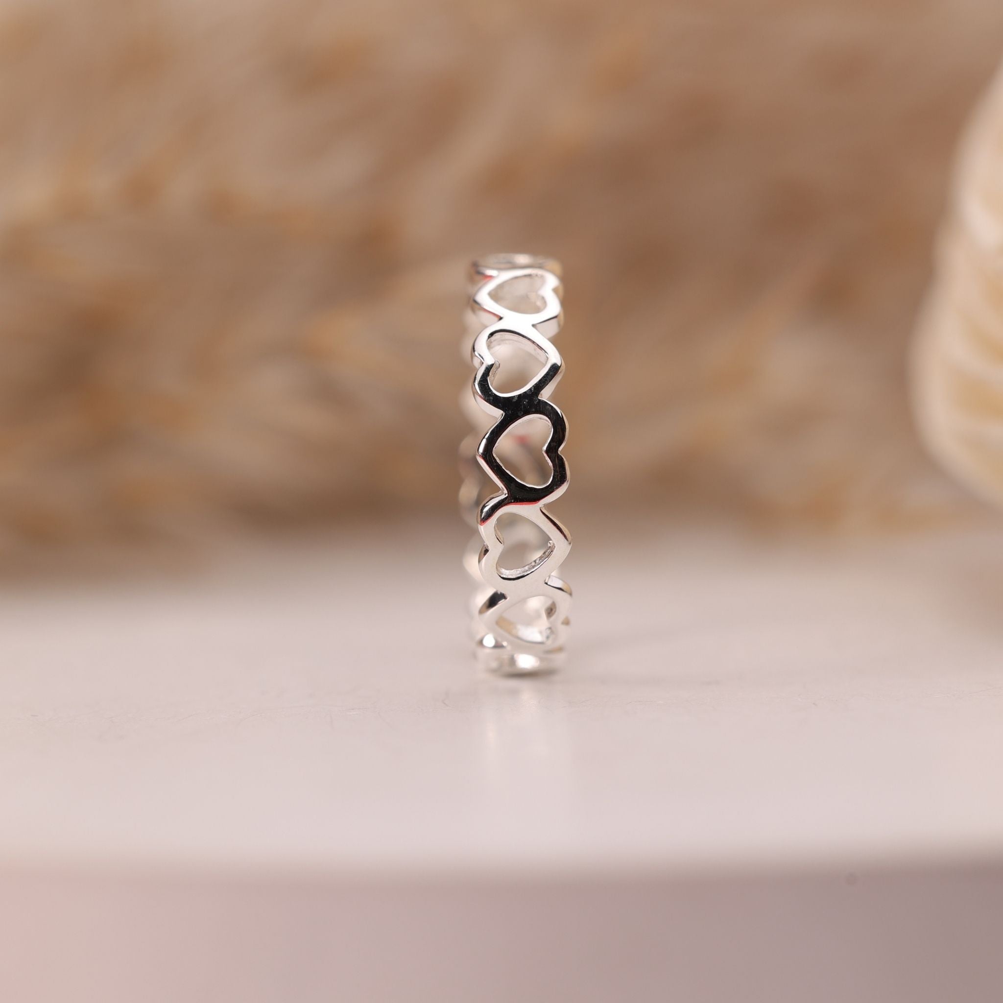 Open Heart Band Sterling Silver Ring