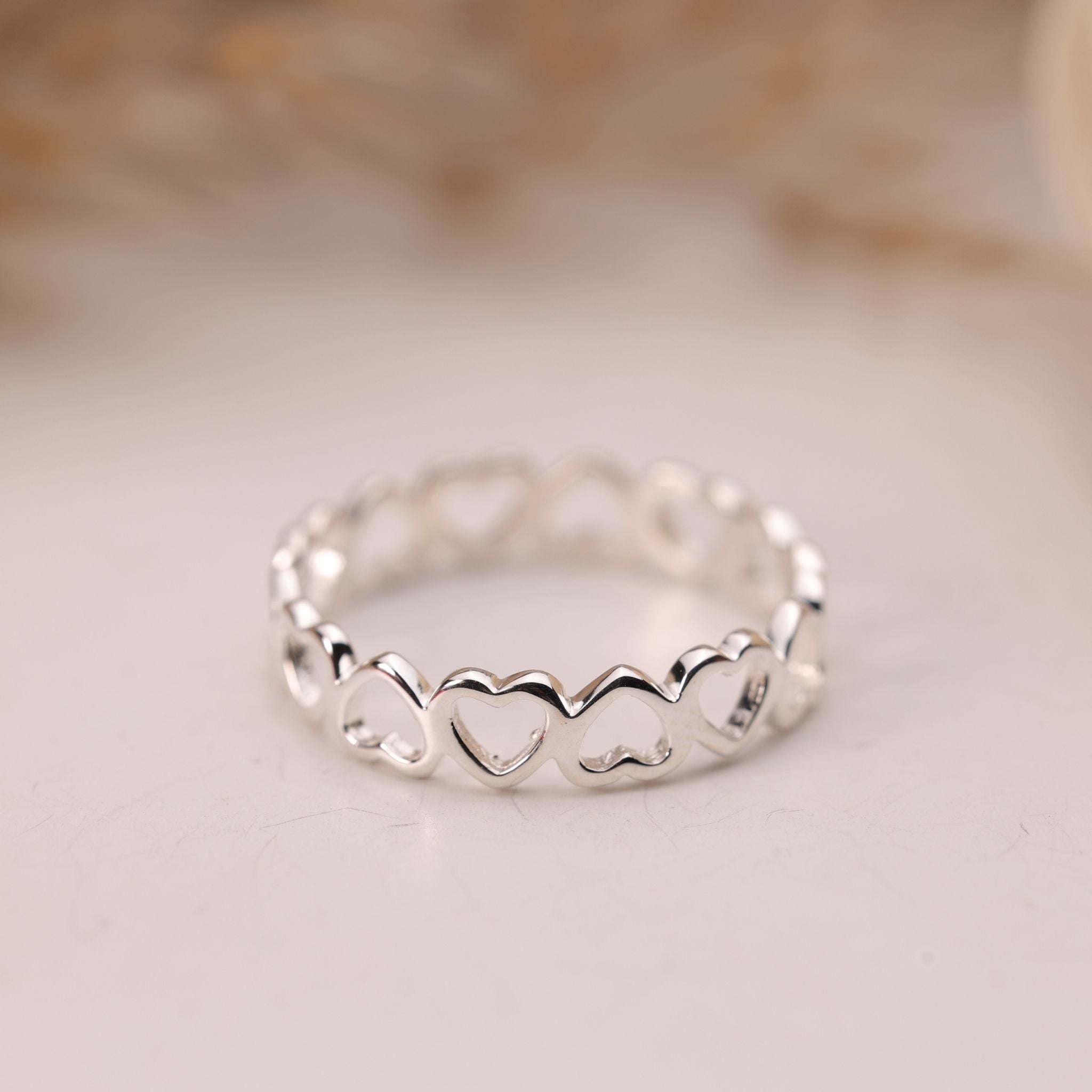 Open Heart Band Sterling Silver Ring