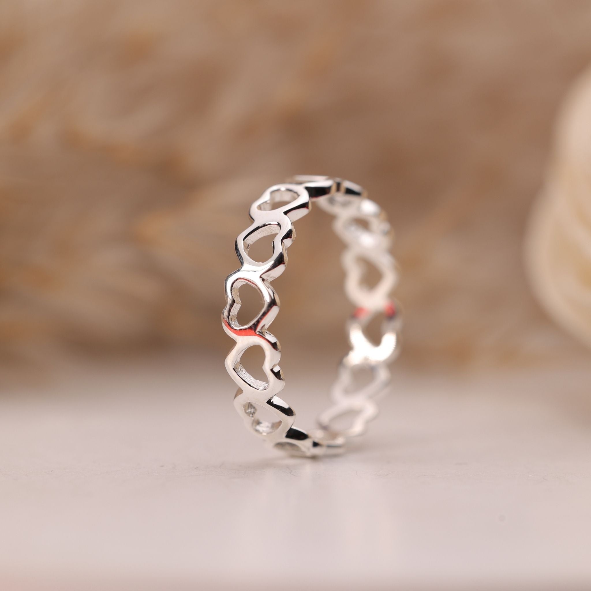 Open Heart Band Sterling Silver Ring