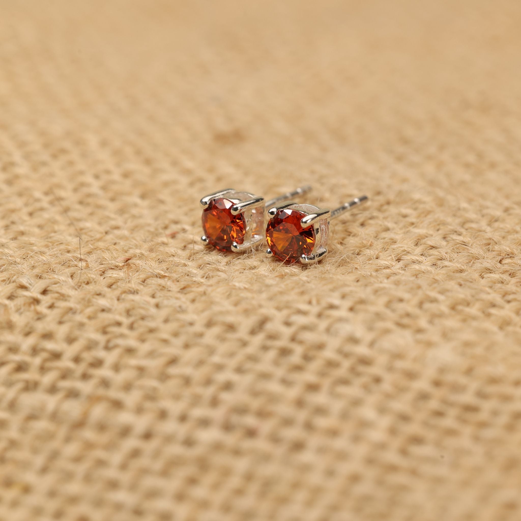 Birthstone CZ Silver Studs