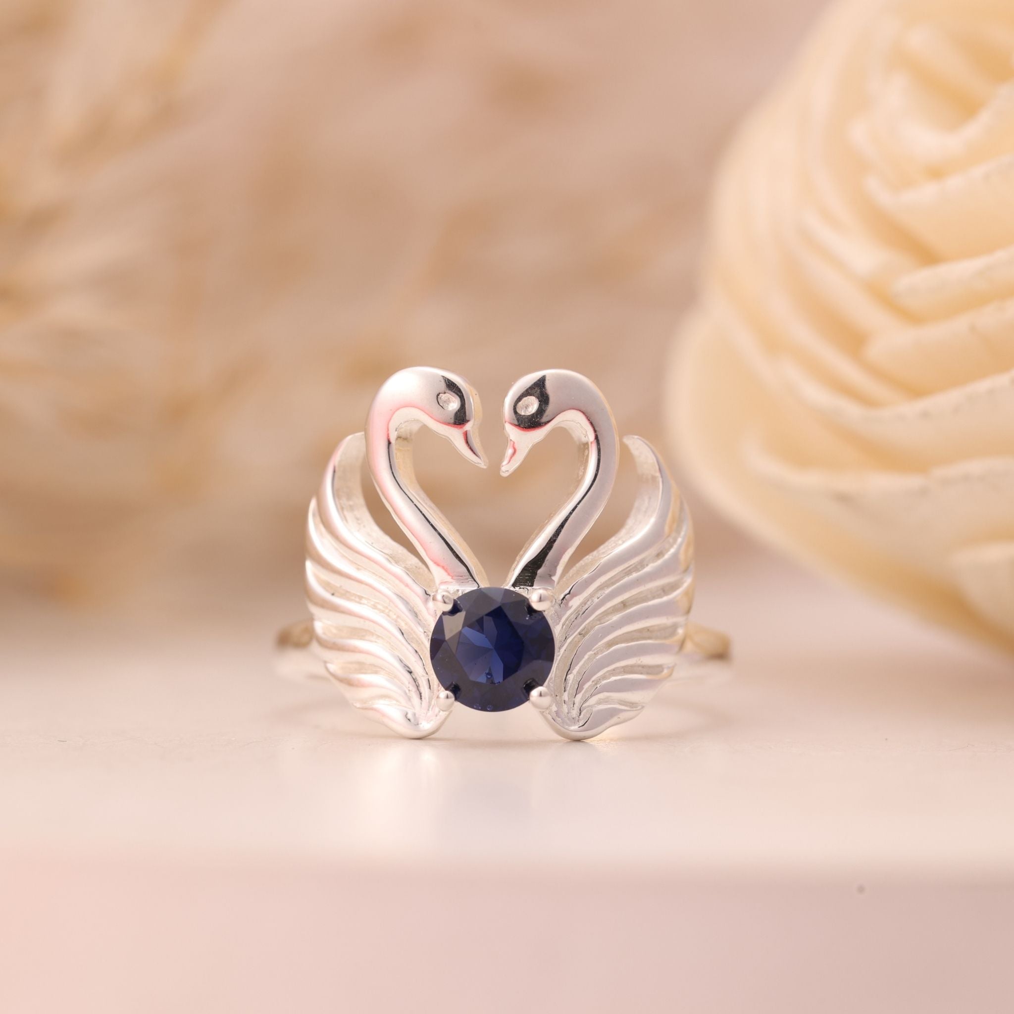 Swan Heart CZ Ring