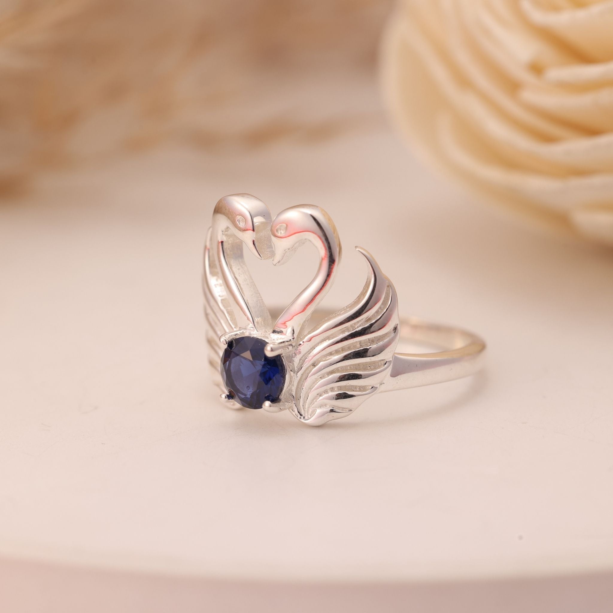 Swan Heart CZ Ring