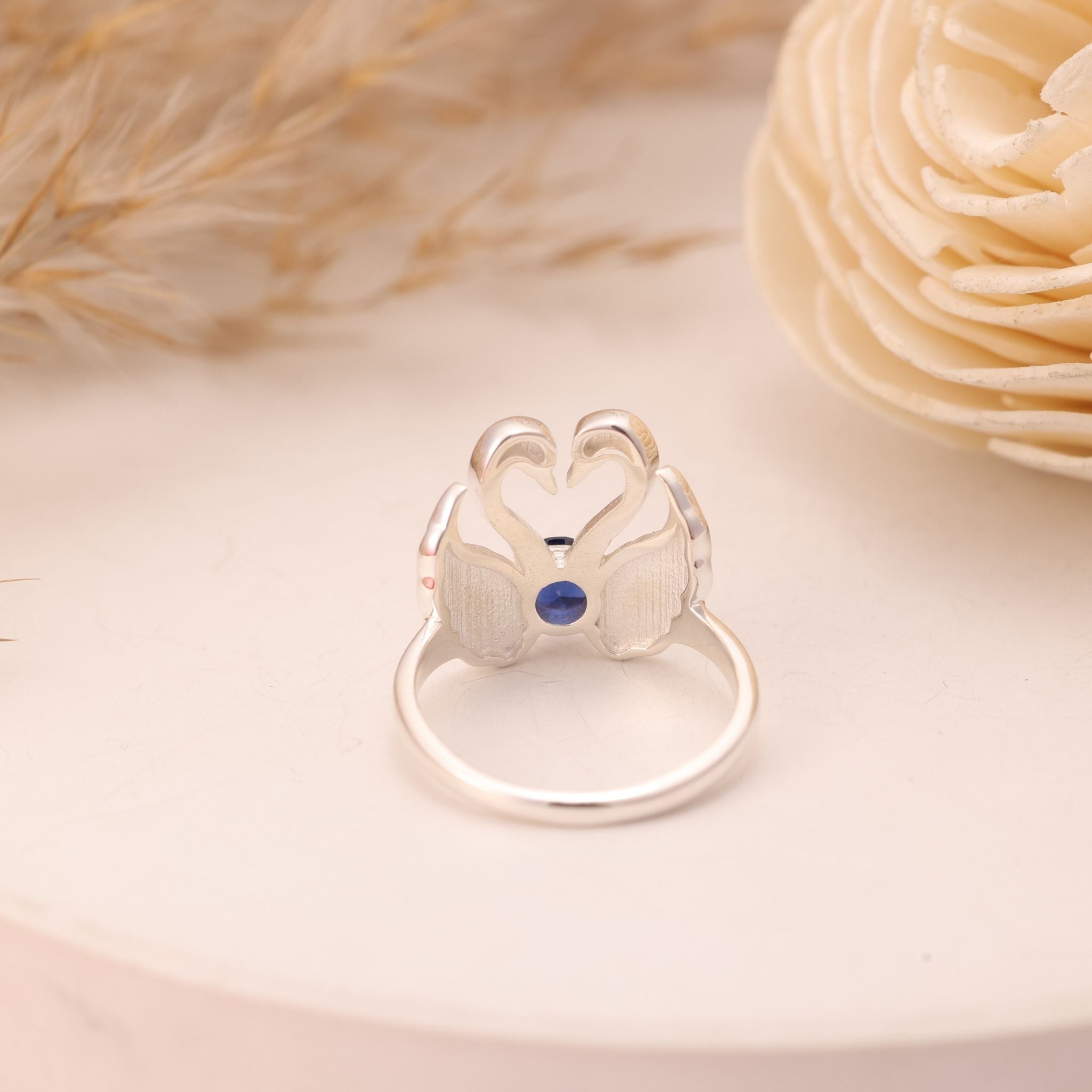 Swan Heart CZ Ring