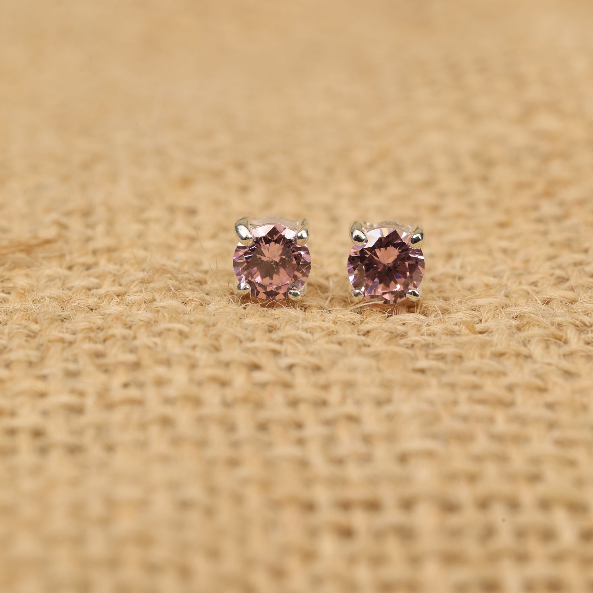 Birthstone CZ Silver Studs