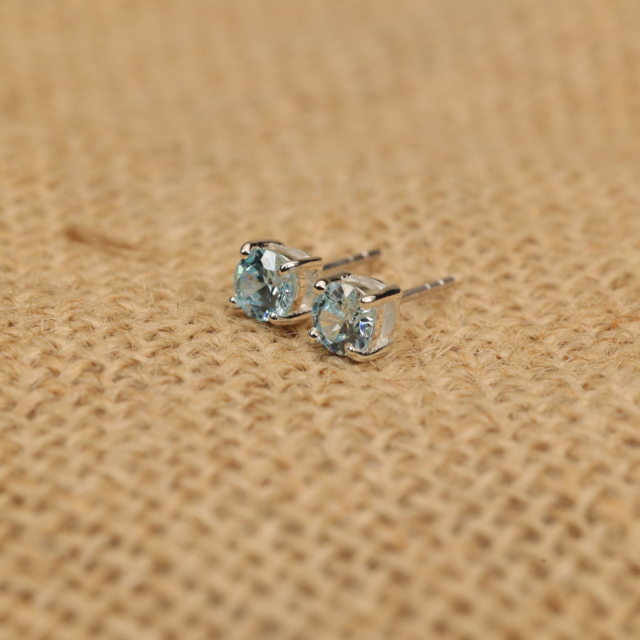 Birthstone CZ Silver Studs