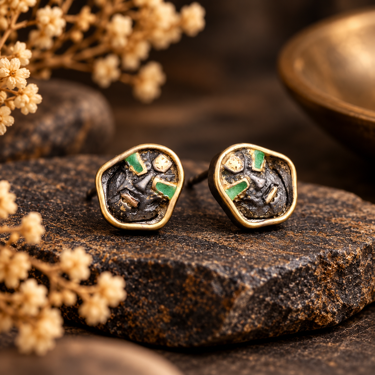 925 sterling silver Doom Mask stud earrings with bold gothic detailing. Unisex punk and alternative jewelry for men and women.
