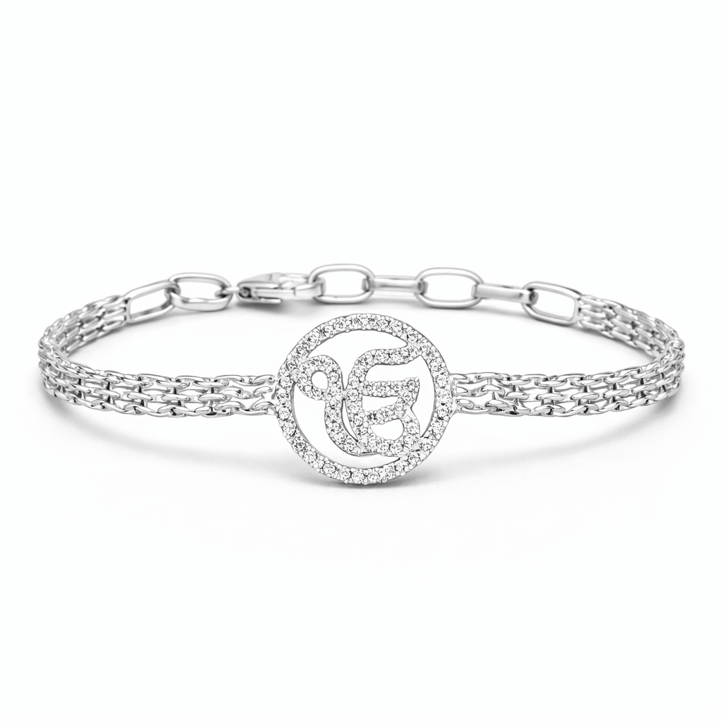 Unisex Om Silver Bracelet
