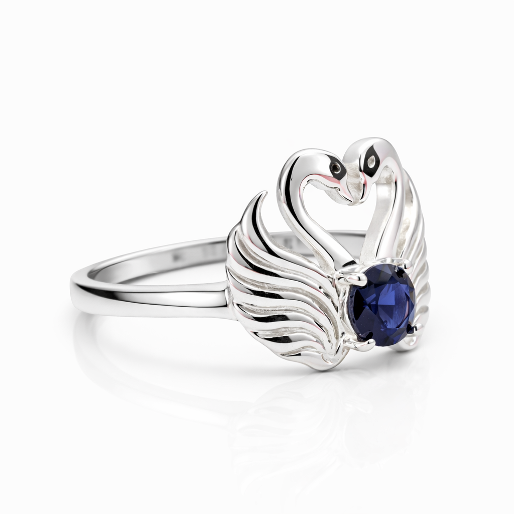 Swan Heart CZ Ring