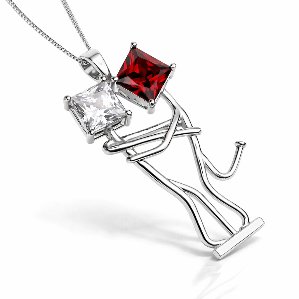 CZ Couple Sterling Silver Pendant