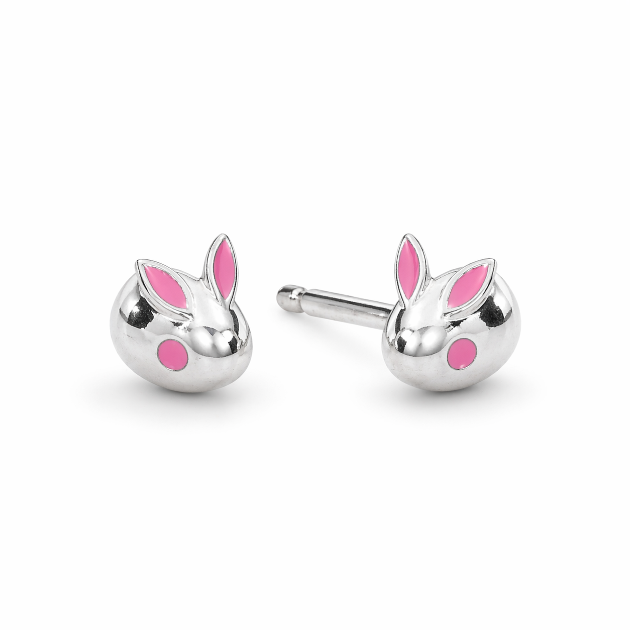 Rabbit Enamel Sterling Silver Studs