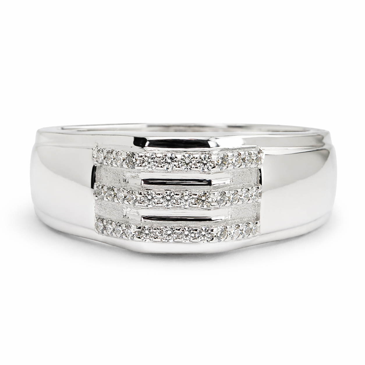 Silver CZ Layered Cluster Ring