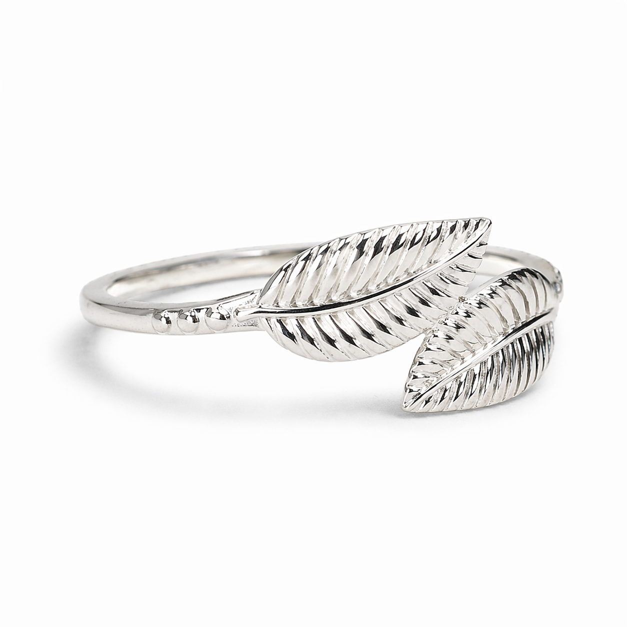 Textured Leaf Silver Ring