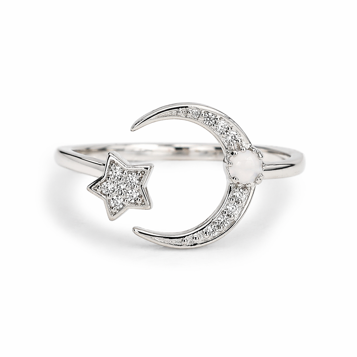 Moon Star CZ Ring