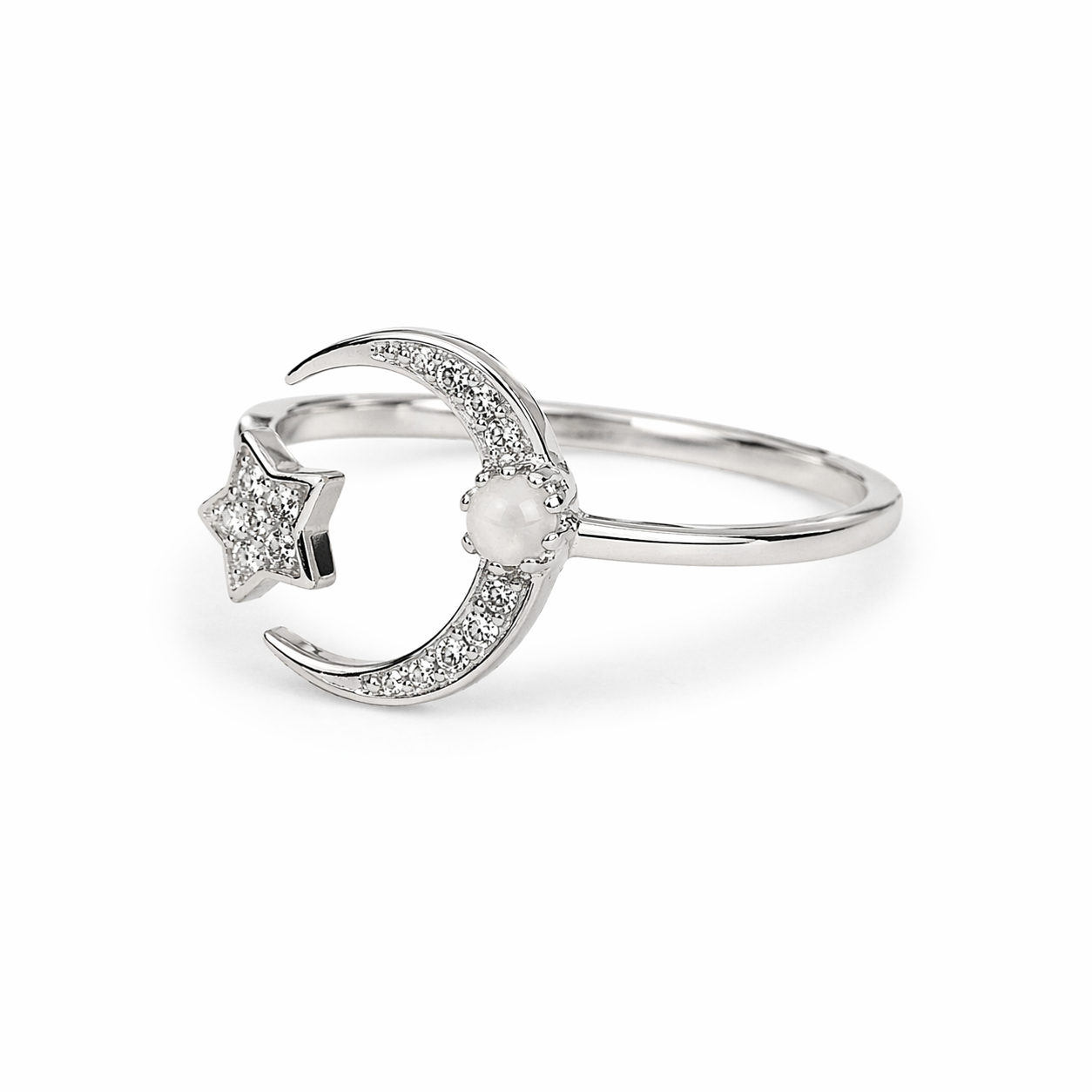 Moon Star CZ Ring