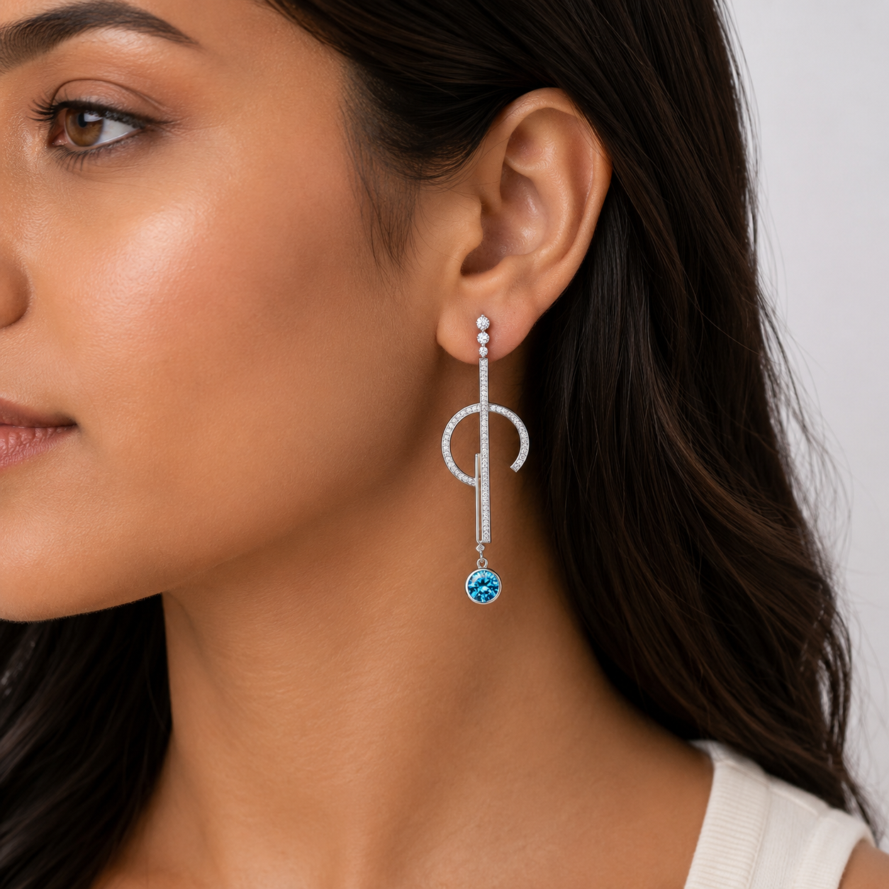 Swiss Blue Topaz Dangle Drop Earrings