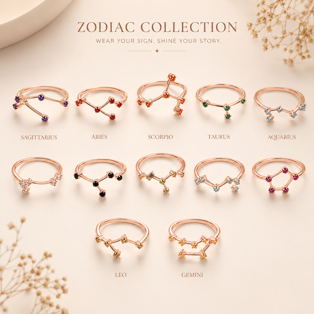 Zodiac Constellation Ring