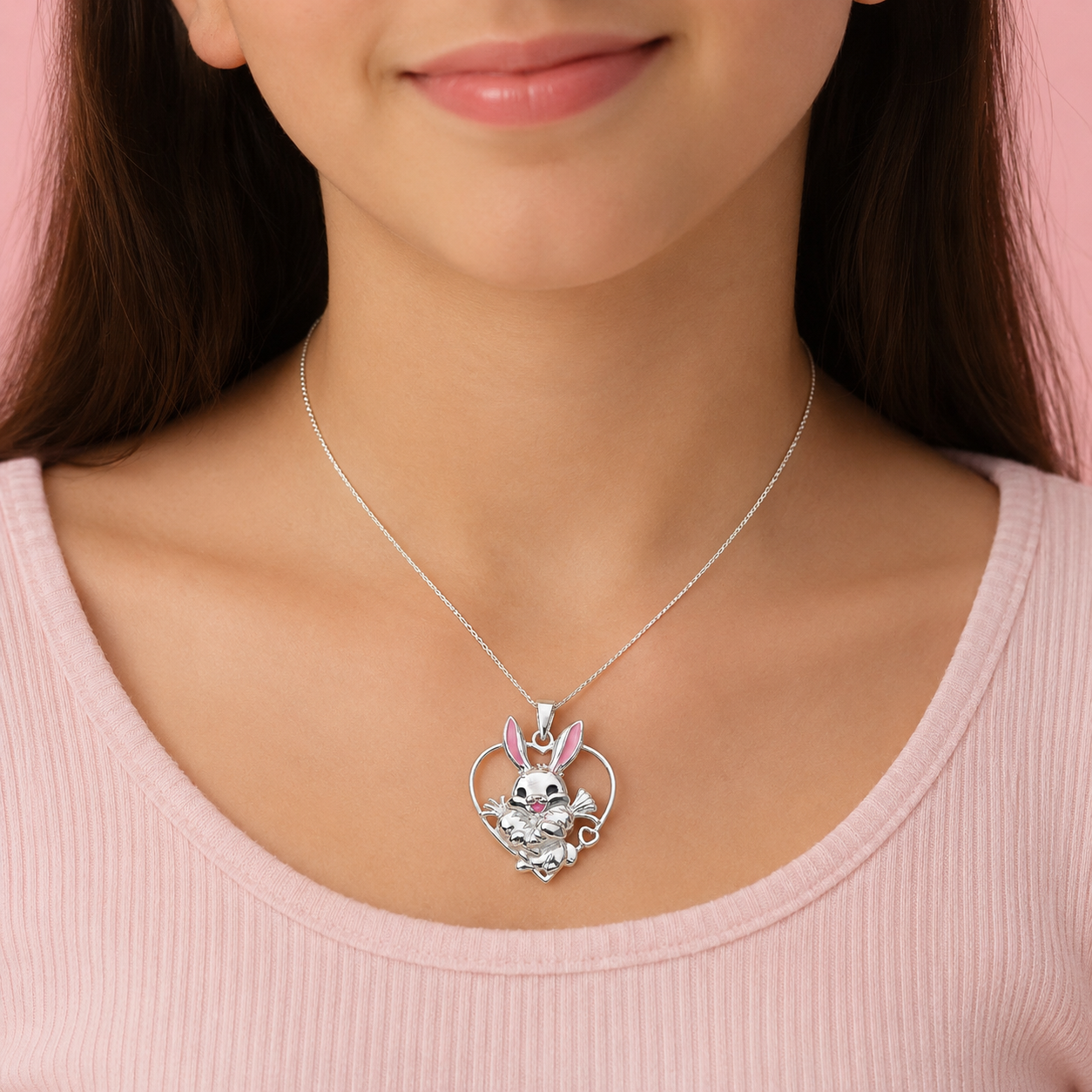 Bunny Rabbit Heart Pendant