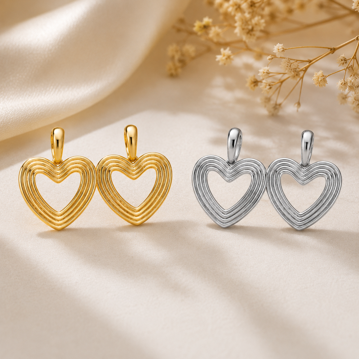 Textured Heart Stud Earrings