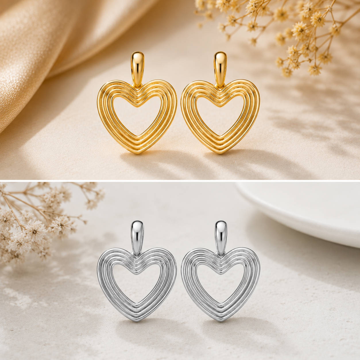 Textured Heart Stud Earrings