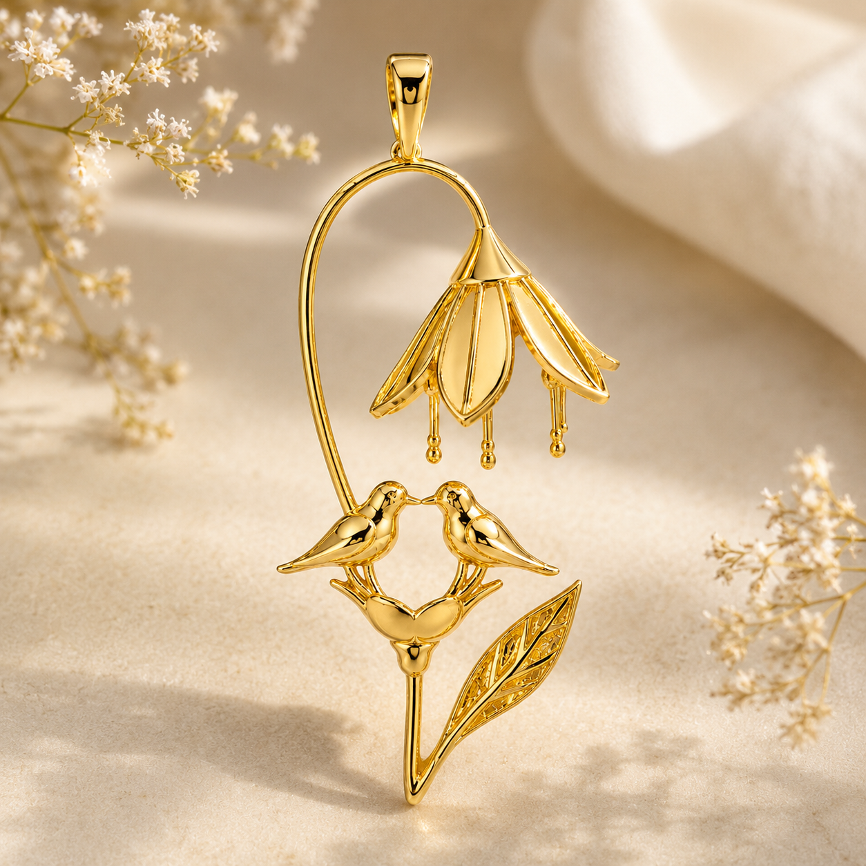 Love Birds Flower Pendant