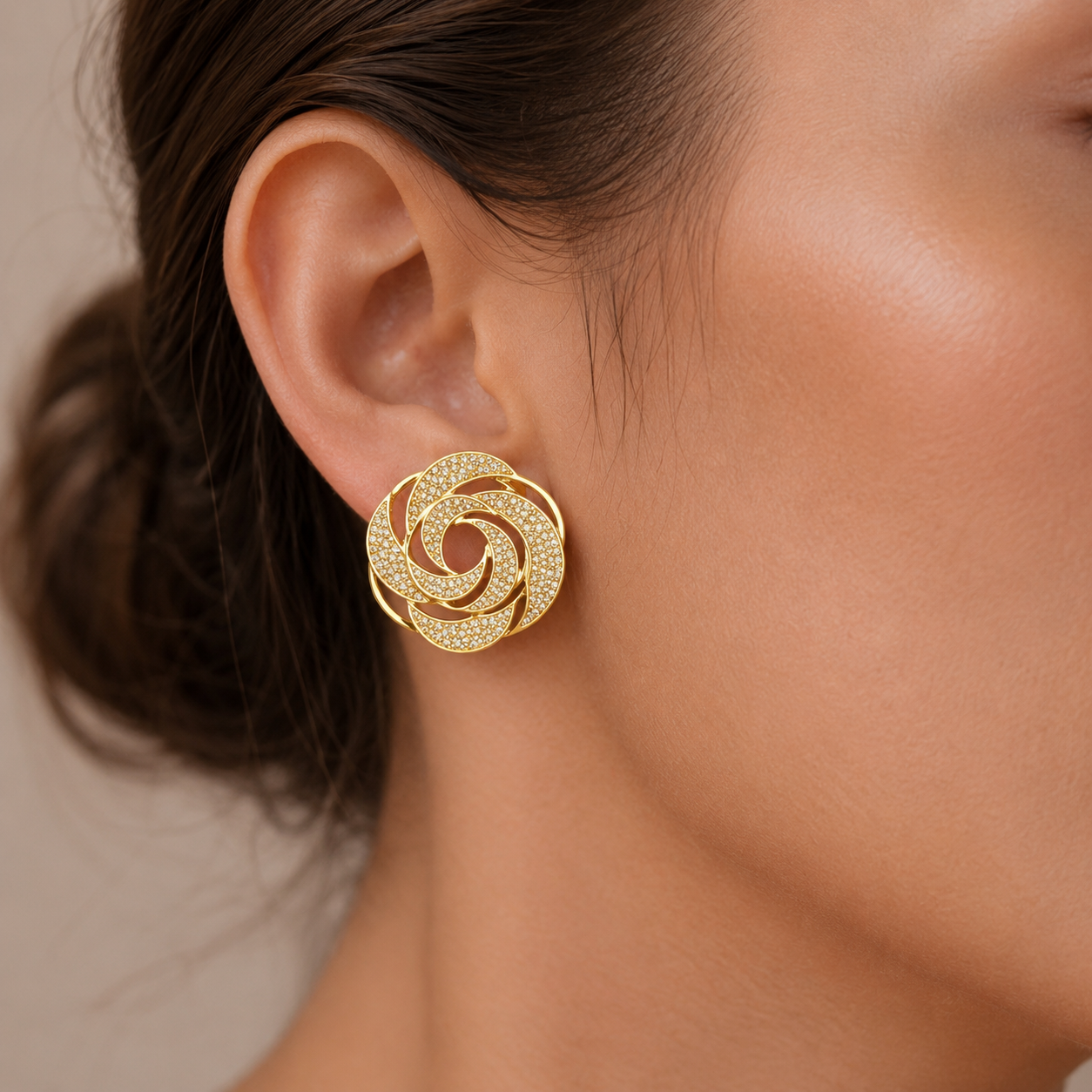 Rose Swirl Stud Earrings
