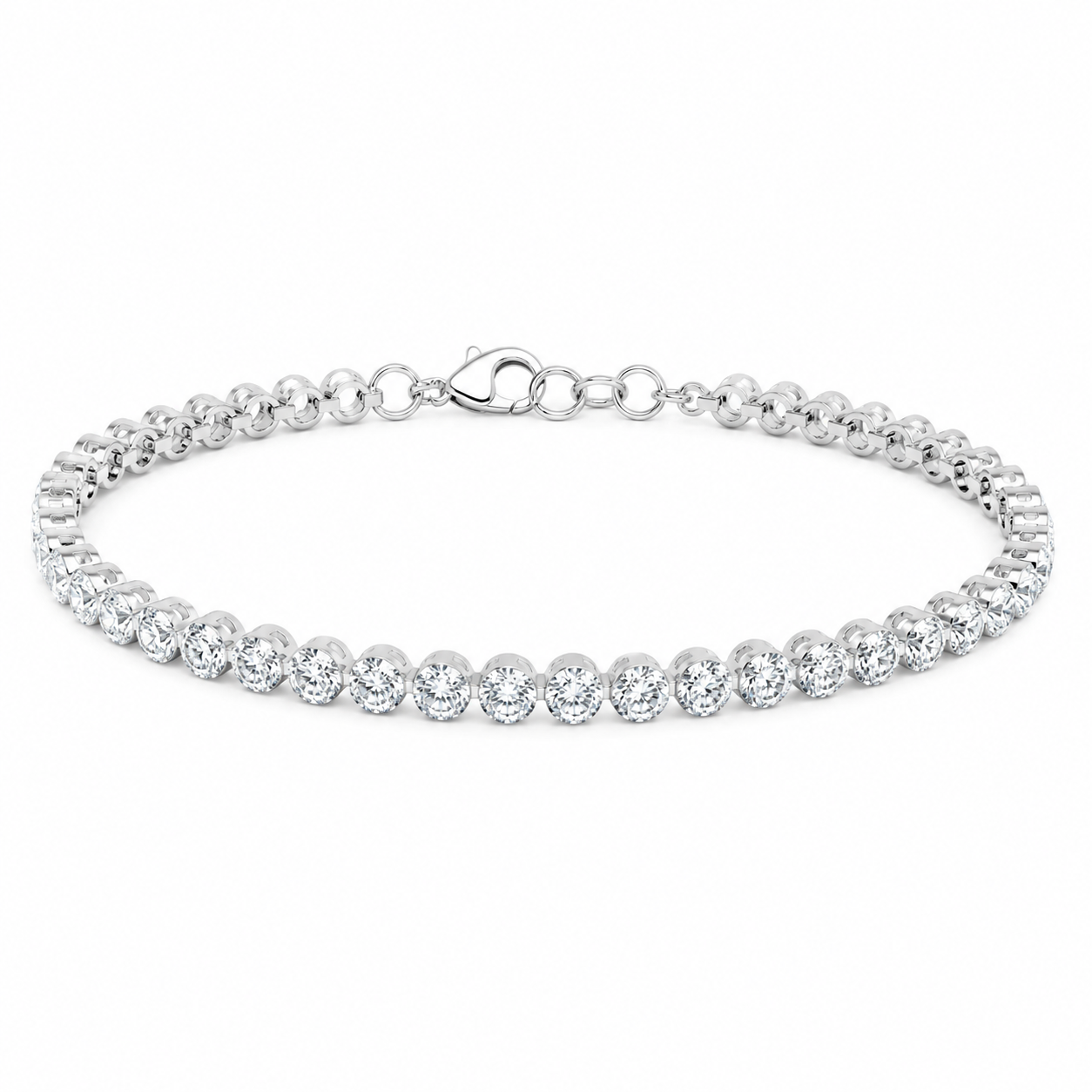 Tennis CZ bracelet in 925 sterling silver with clasp closure