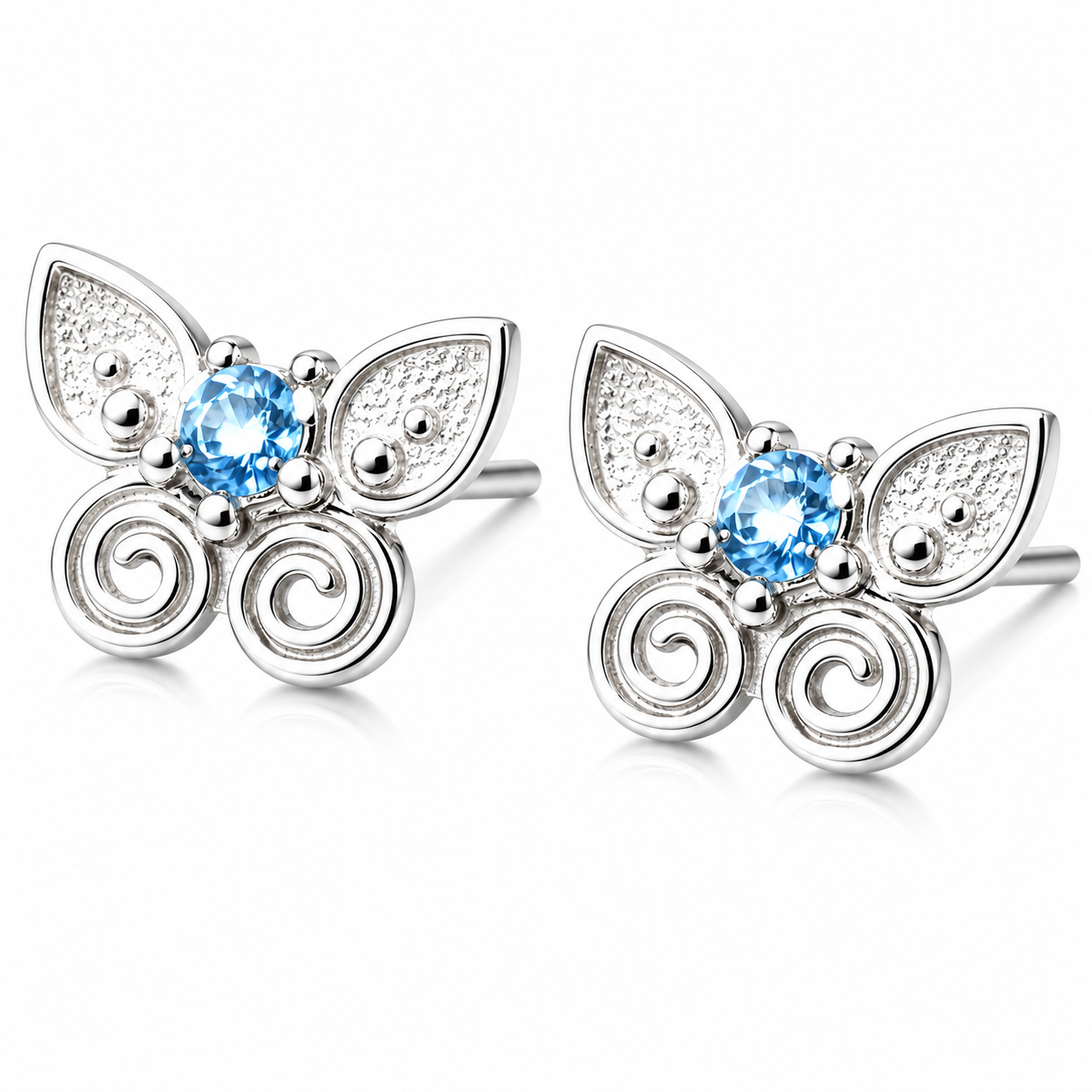 Personalised birthstone butterfly earrings in 925 sterling silver
