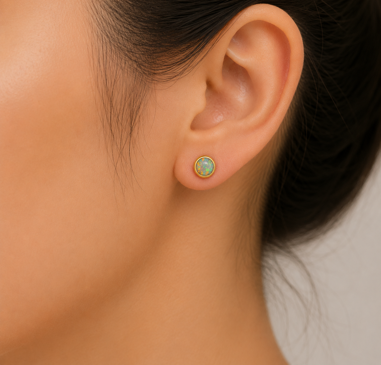Natural Fire Opal Studs