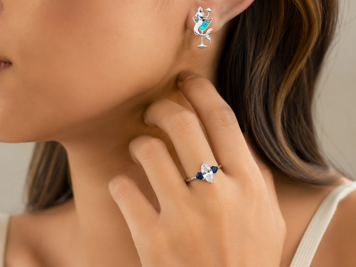 CZ Sapphire Sterling Silver Ring