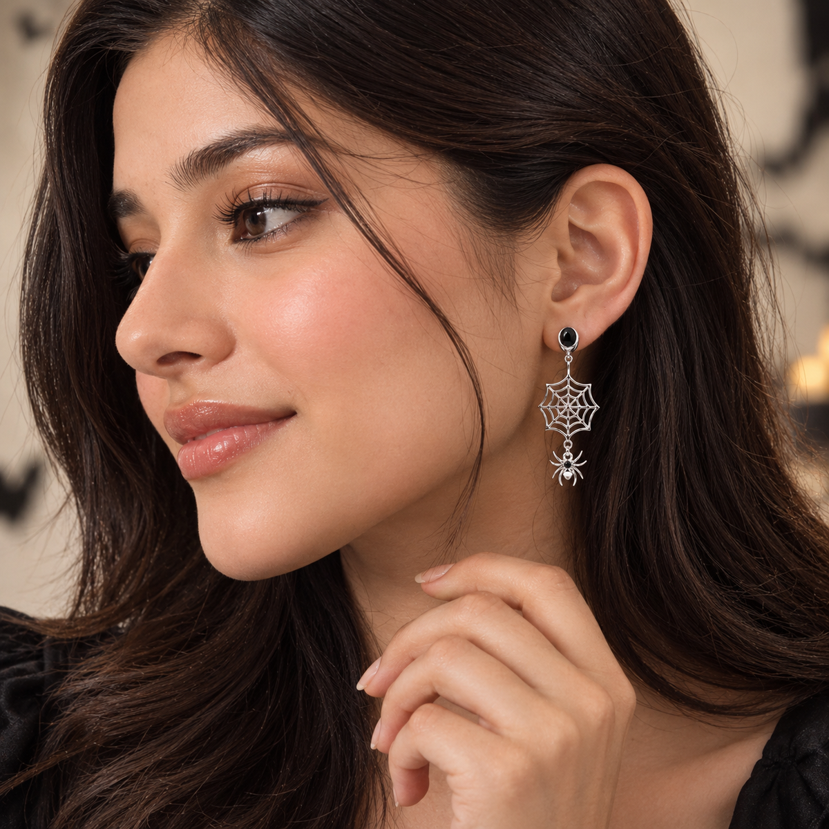 Spider Web Dangle Drop Earrings