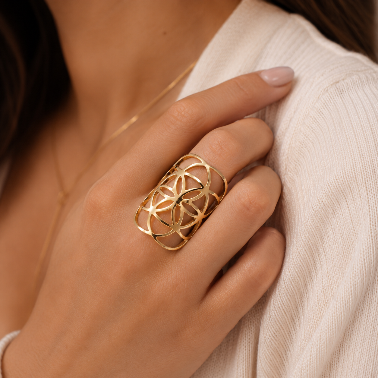 Flower of Life Silver Ring