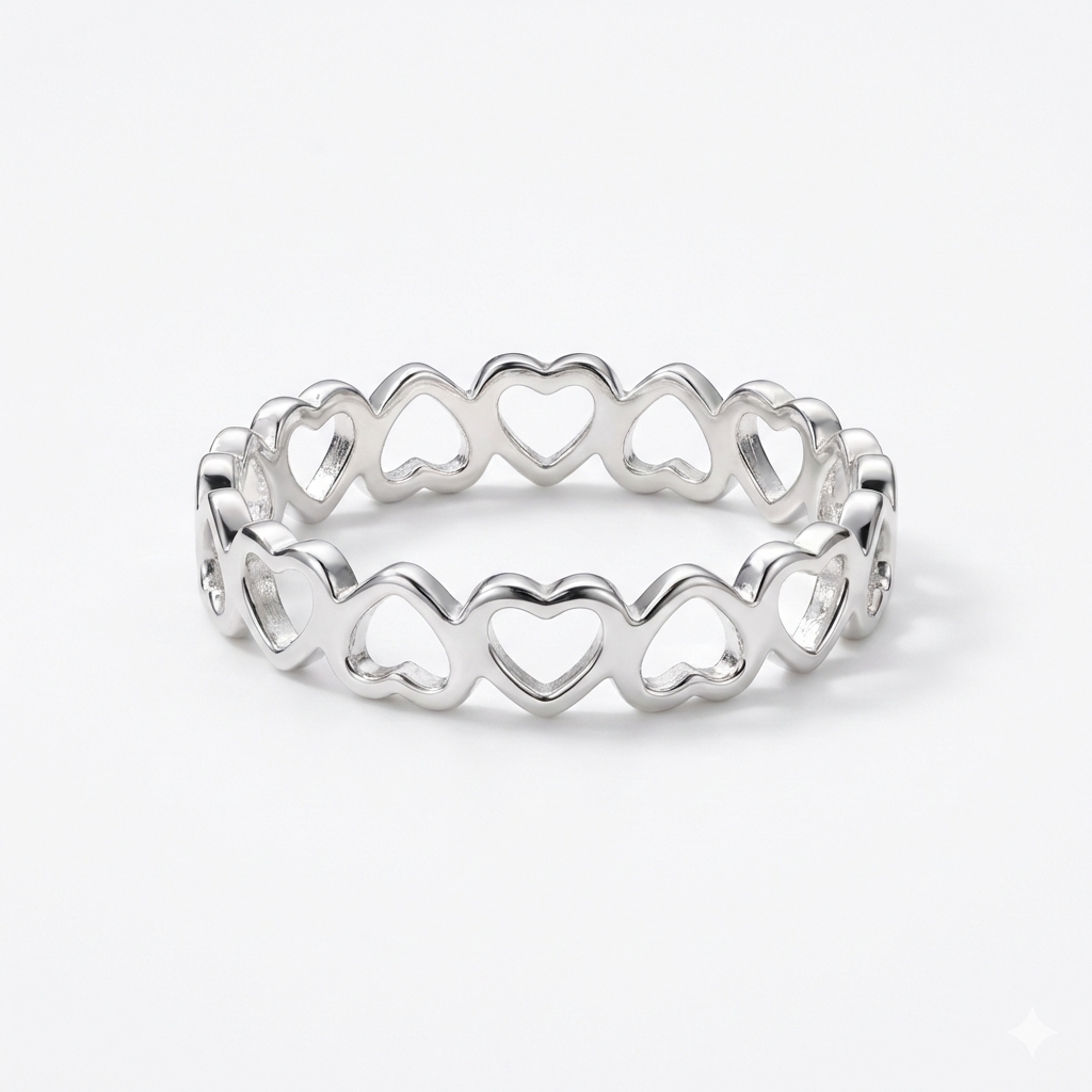Open heart band ring crafted in 925 sterling silver