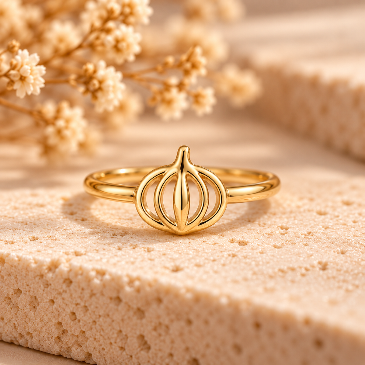 Dainty pumpkin ring in 925 sterling silver with a delicate openwork design. Minimalist fall jewelry for Halloween, autumn styling and gifting.