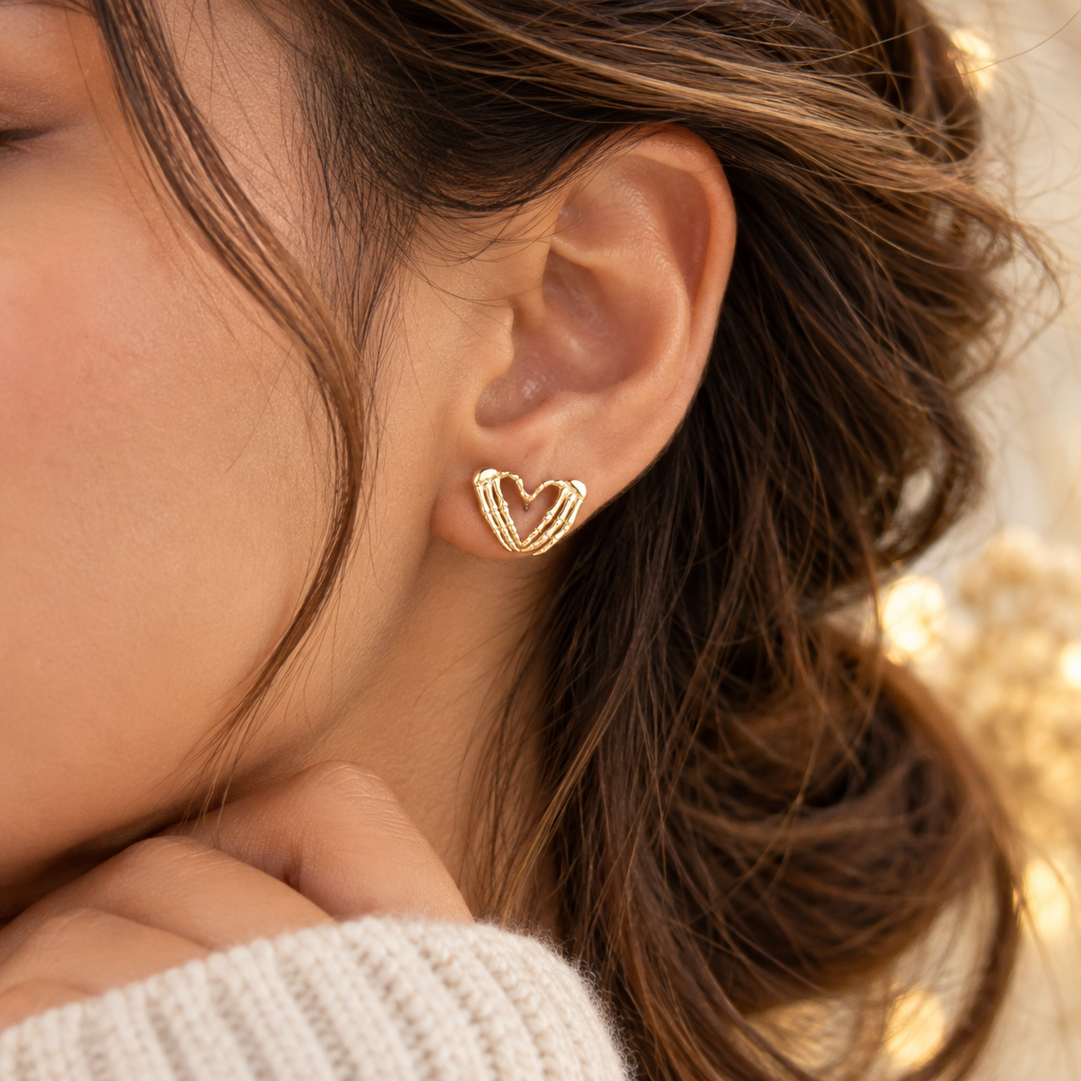 Skeleton Heart Studs