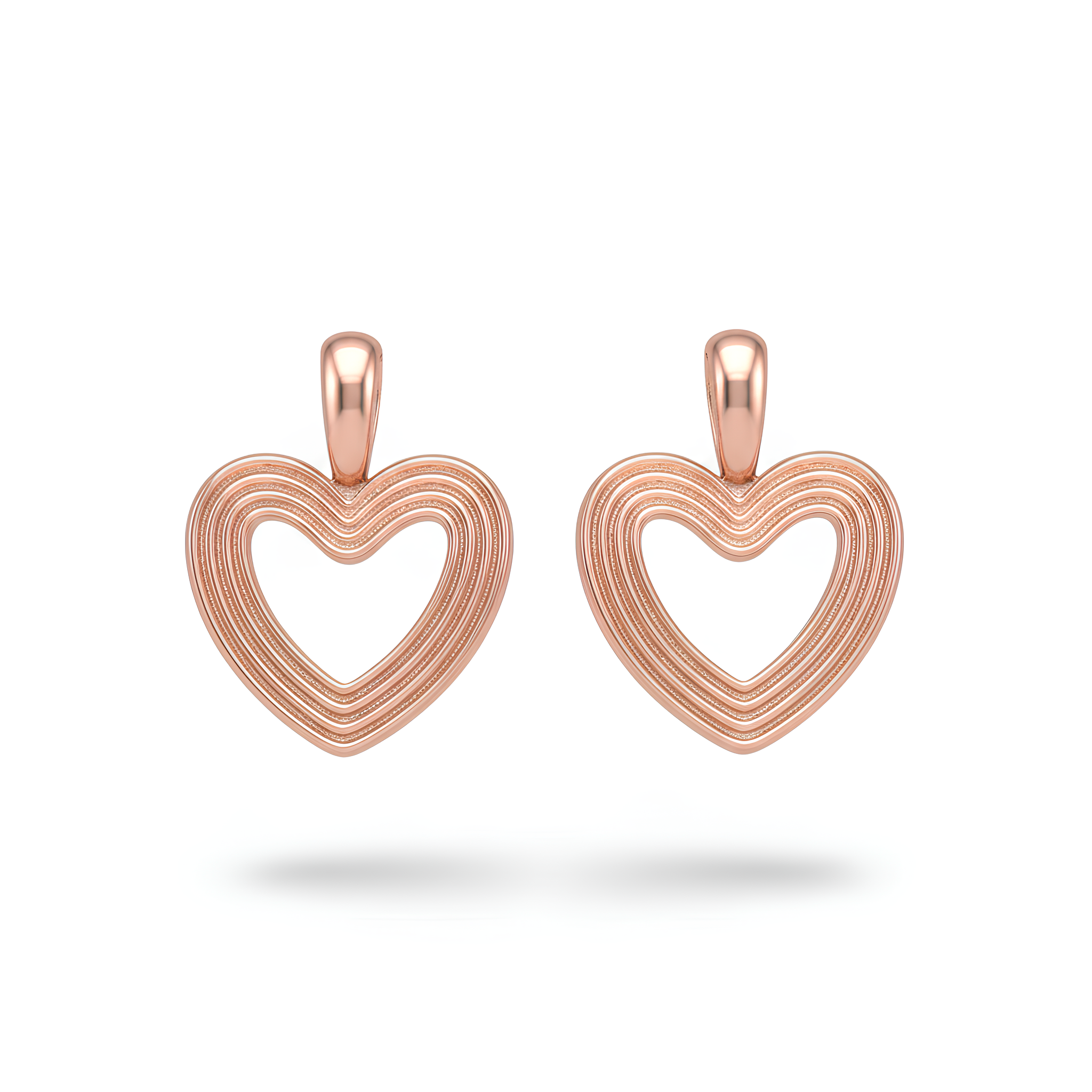 Textured open heart stud earrings crafted in 925 sterling silver