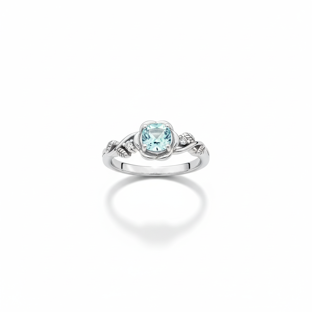Aquamarine Floral Ring