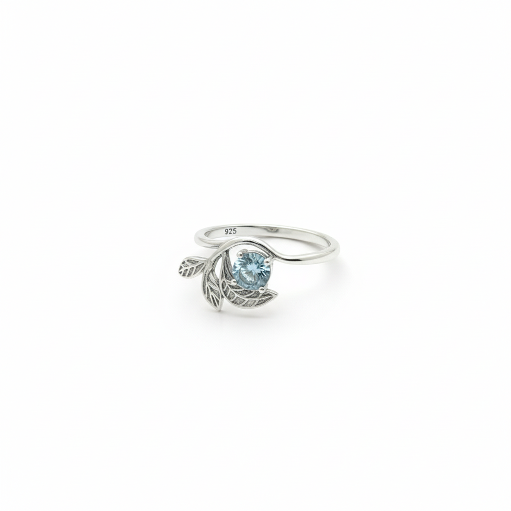 Aquamarine Leaf Ring