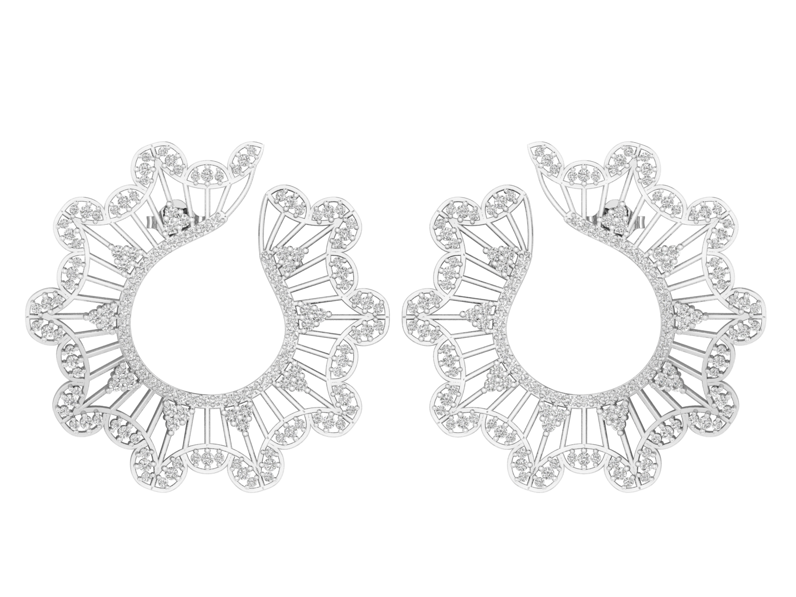 CZ Cluster Hoop Earrings