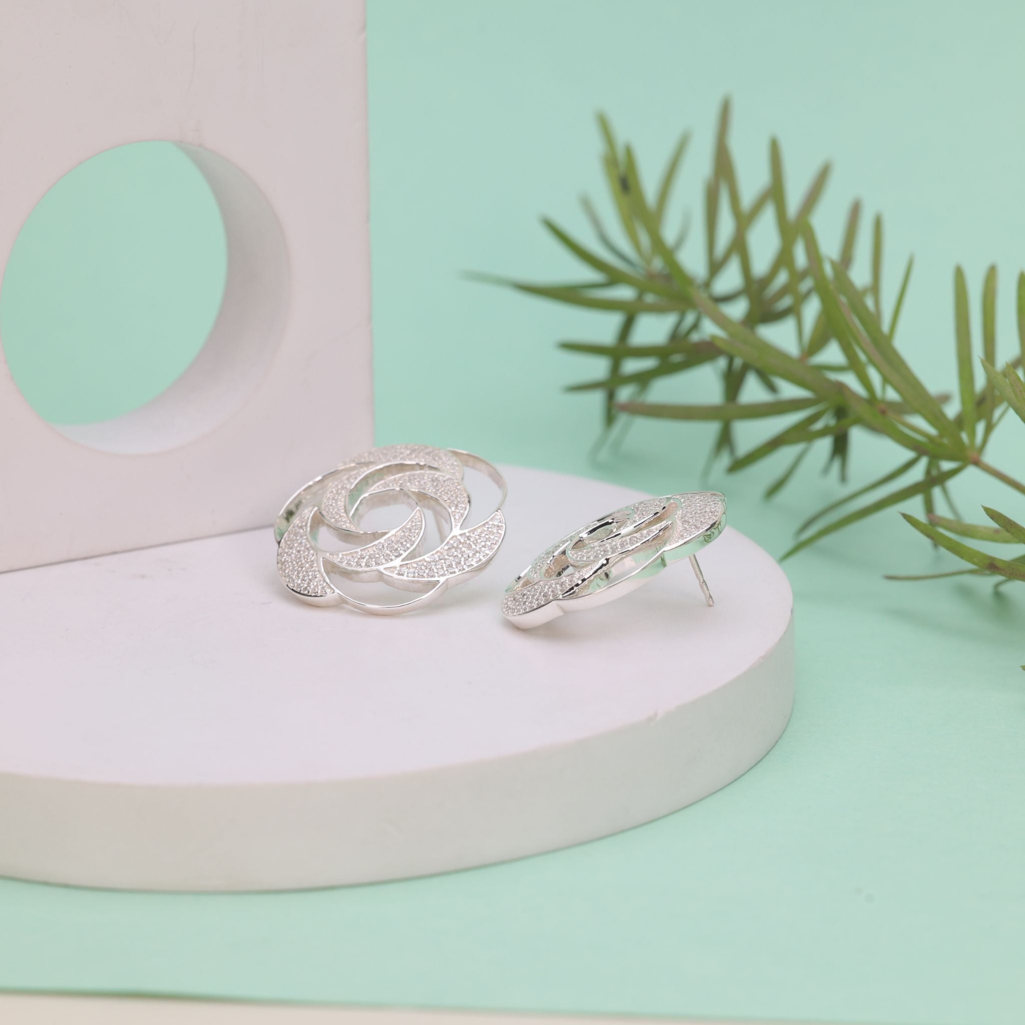 Rose Swirl Stud Earrings