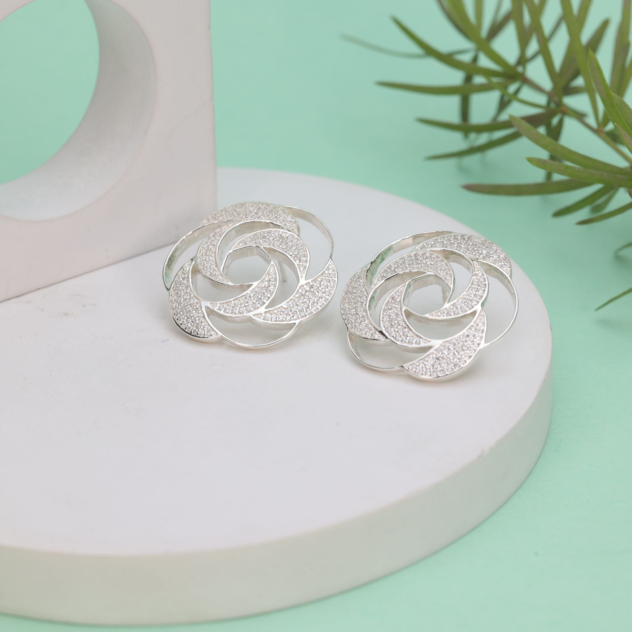 Rose Swirl Stud Earrings