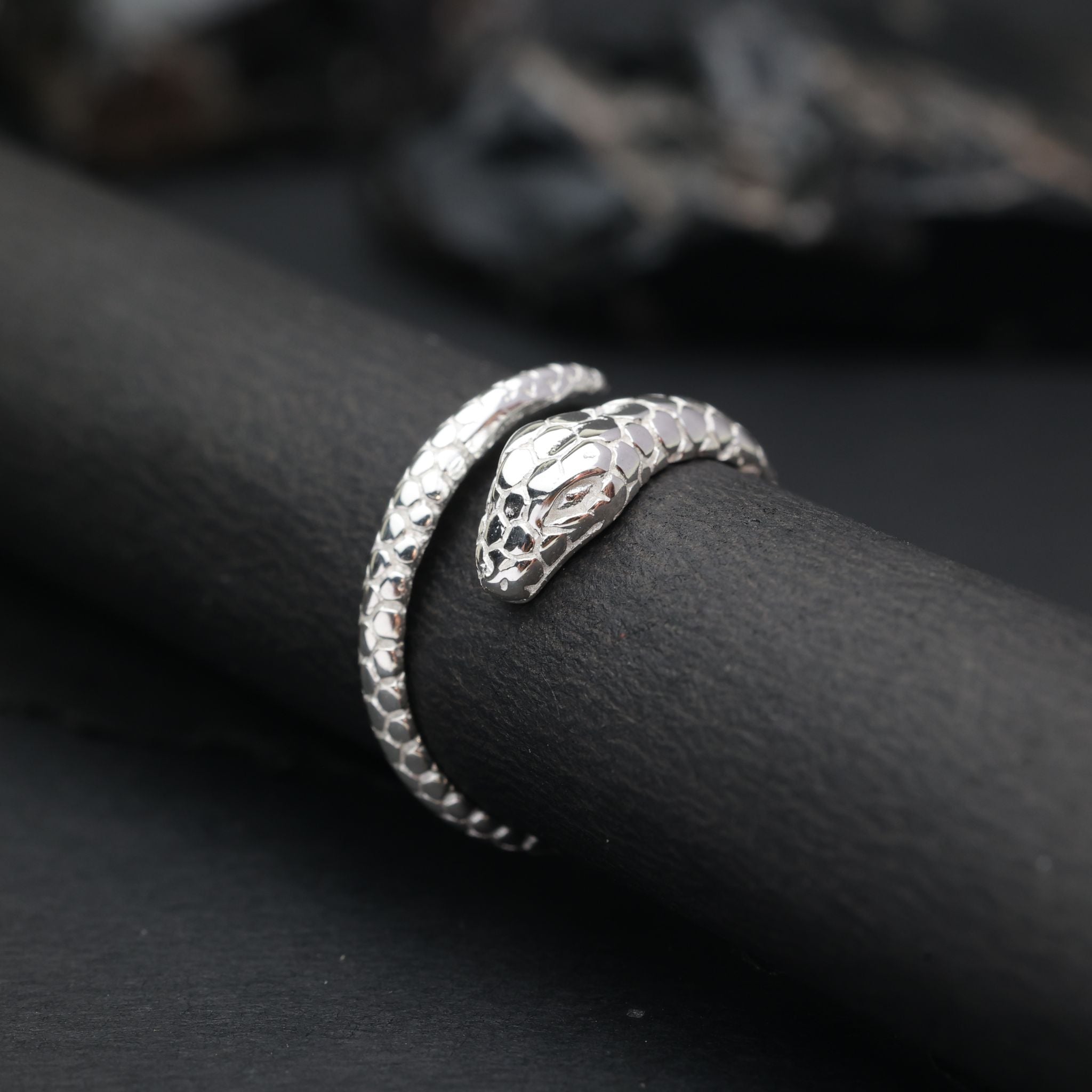 Textured snake wrap ring in 925 sterling silver
