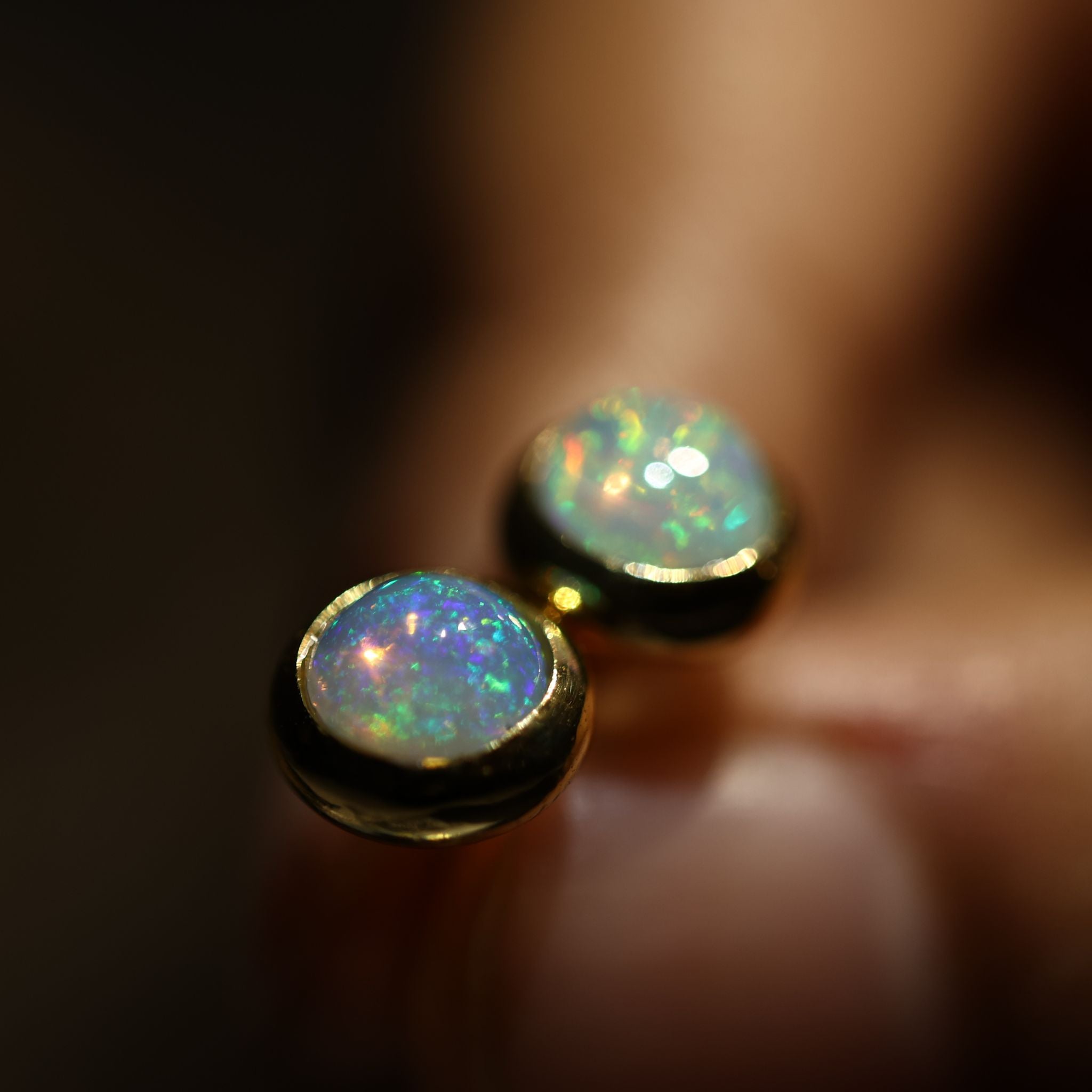 Natural Fire Opal Studs
