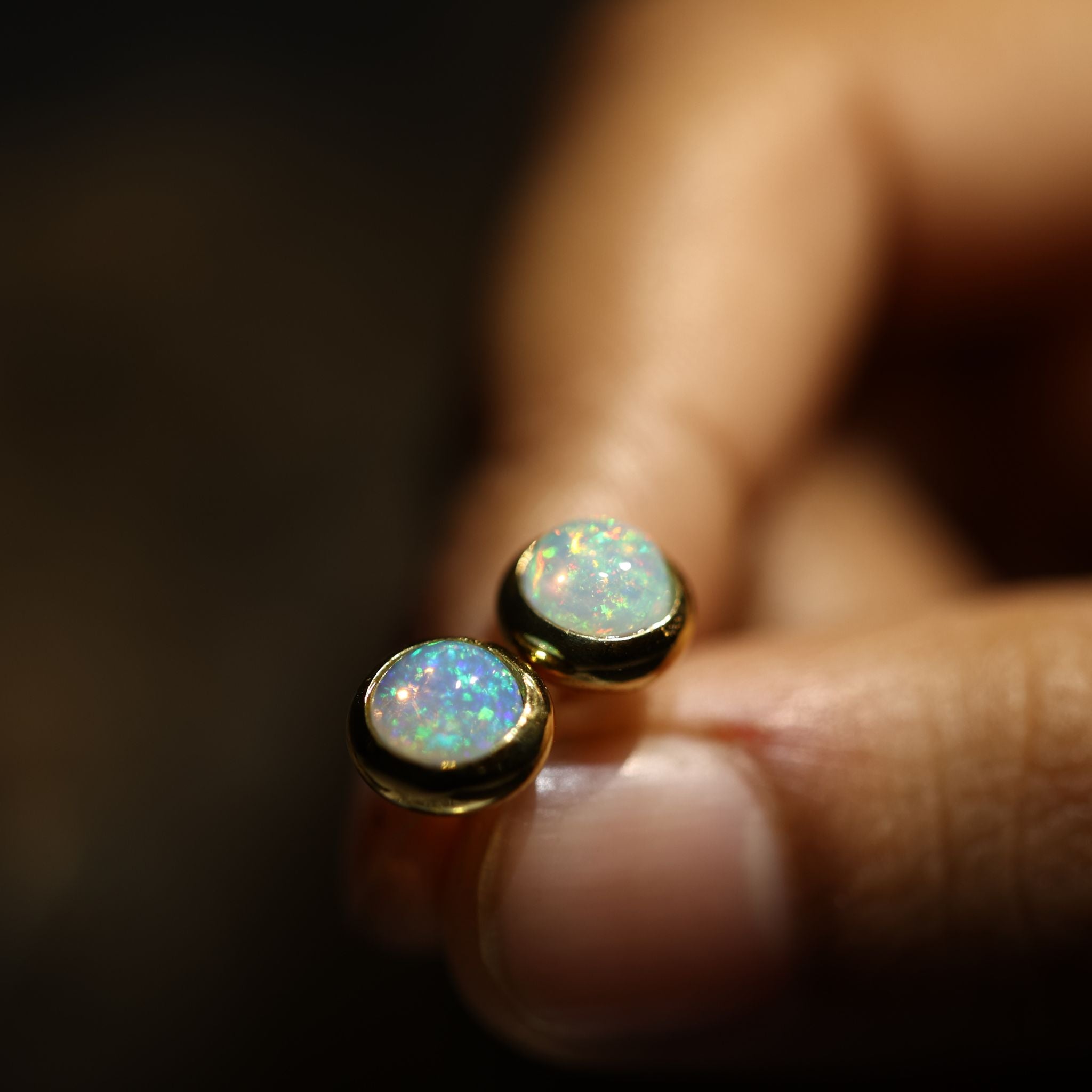 Natural Fire Opal Studs