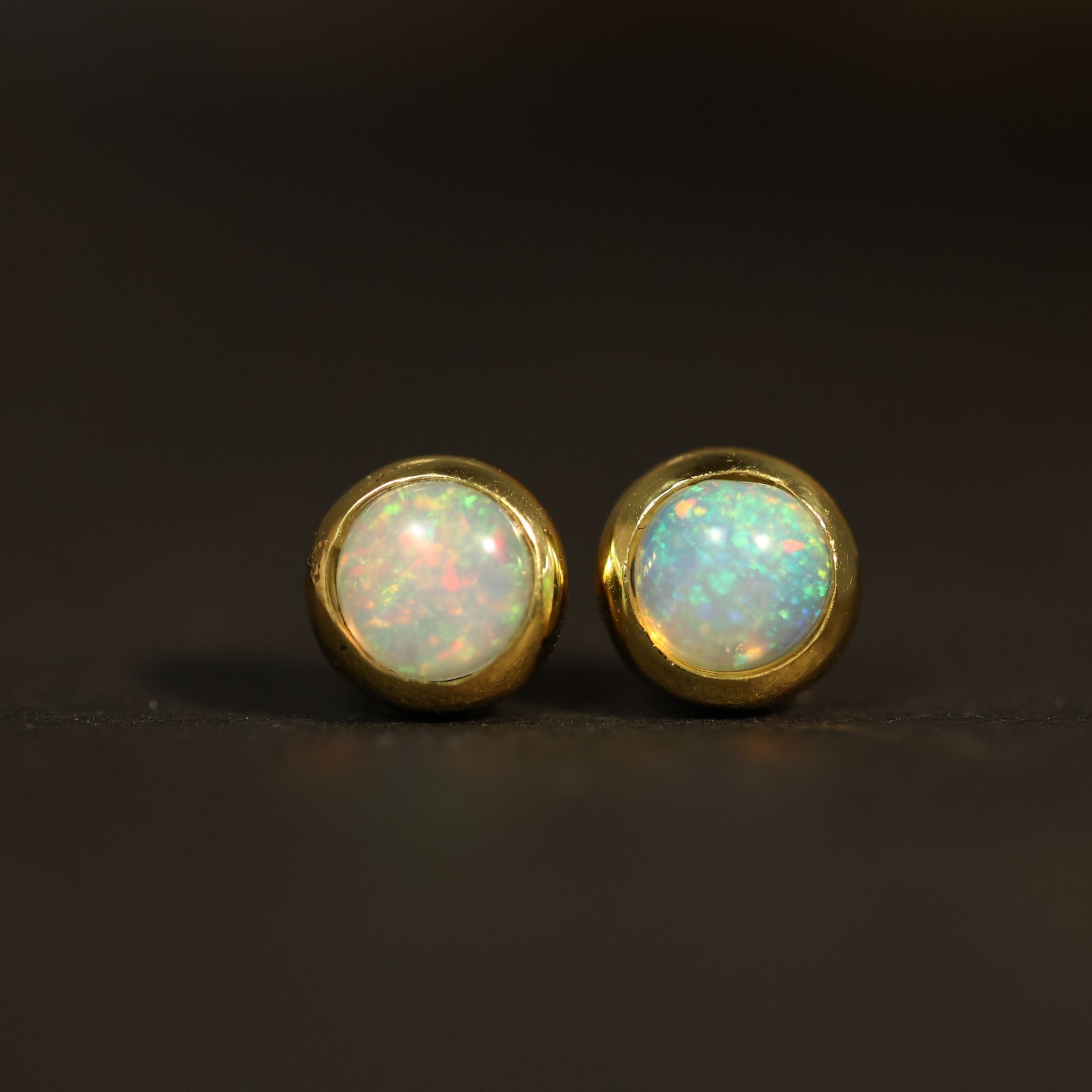 Natural Fire Opal Studs